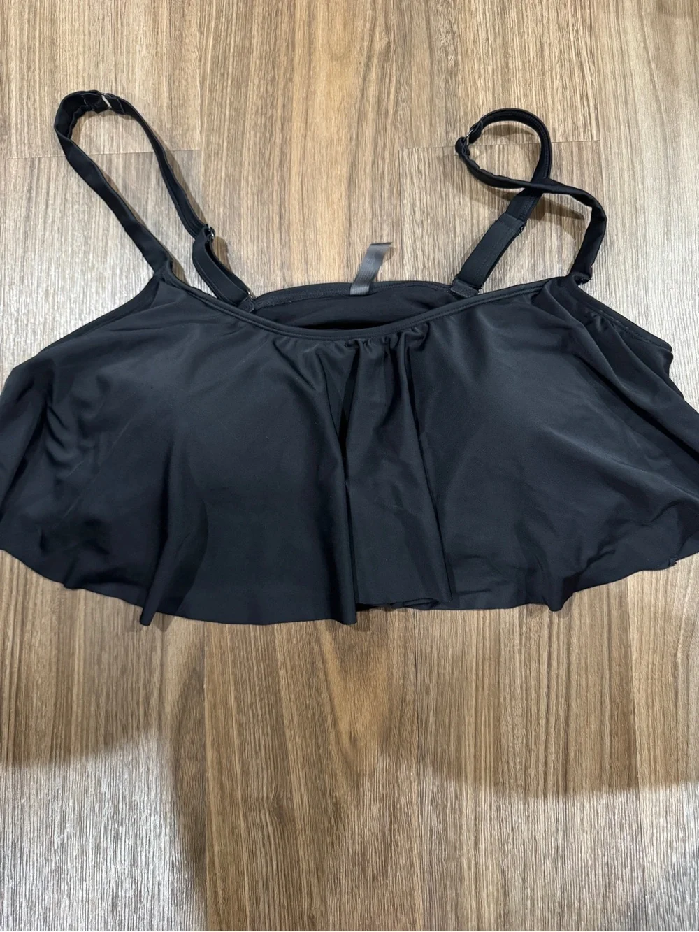 torrid Black Flounce Swim Crop Top